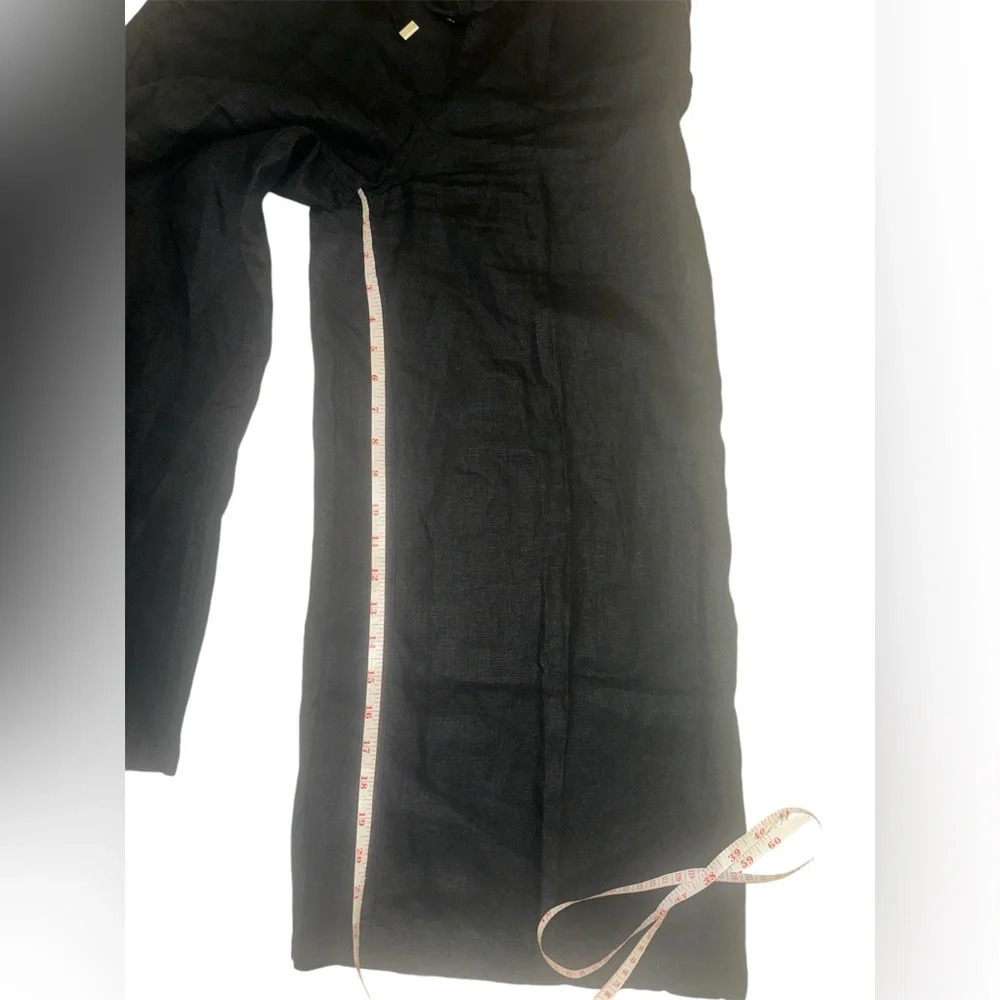 H by Halston Linen Wide Leg Ankle Crop Pants in Black with Pockets S - Picture 9 of 11